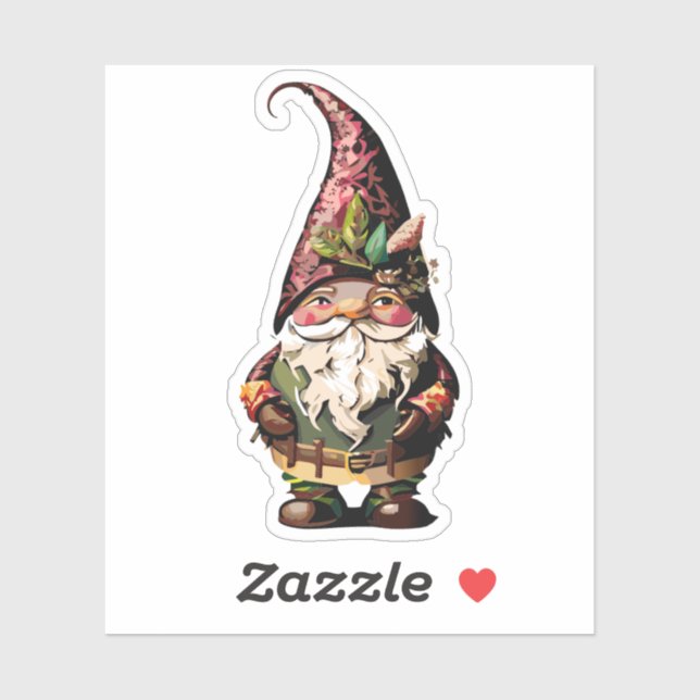 Pegatina Cute Garden Gnome (Hoja)