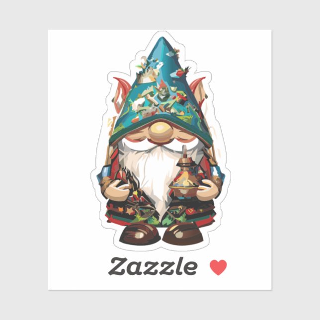 Pegatina Cute Garden Gnome (Hoja)
