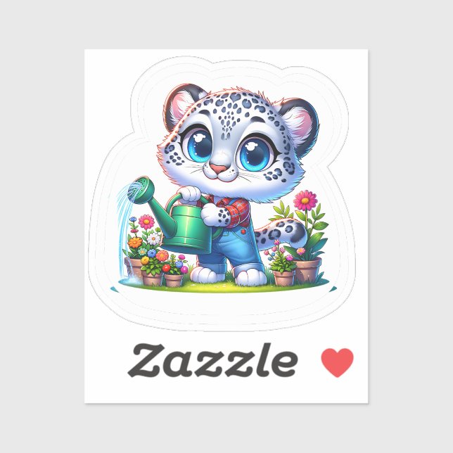 Pegatina Cute Gardening Snow Leopard Stickers (Hoja)