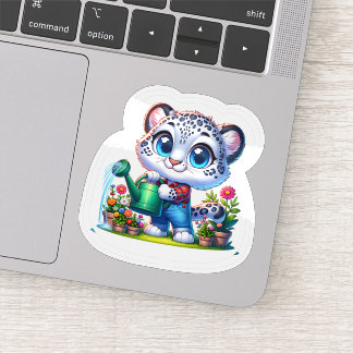 Pegatina Cute Gardening Snow Leopard Stickers