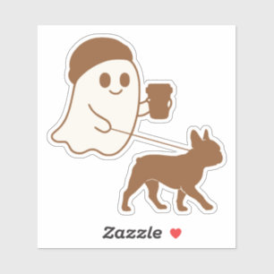 Pegatina Cute Ghost Walking Frenchie
