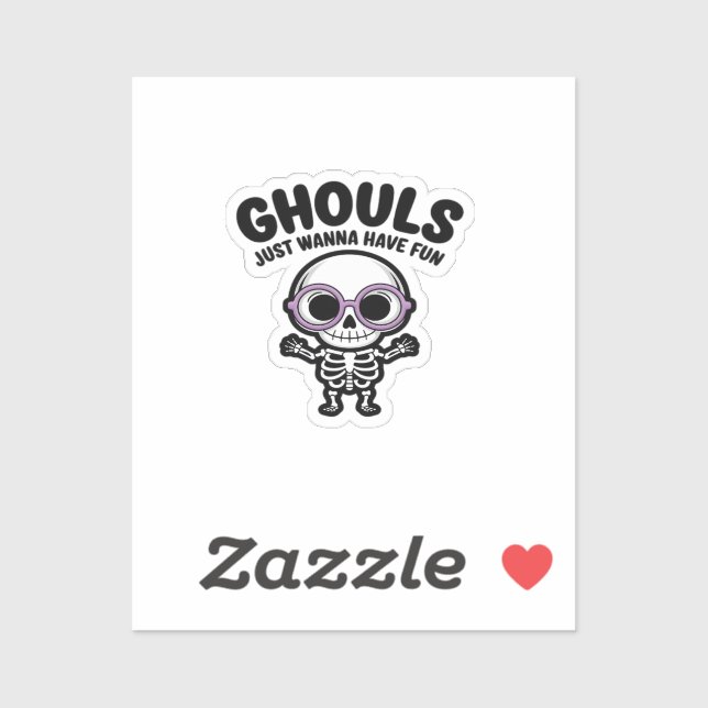 Pegatina Cute Ghouls solo quiere tener un Skeleton divertid (Hoja)