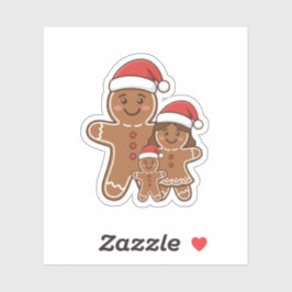 Pegatina Cute Gingerbread Friends Family with Santa Hats