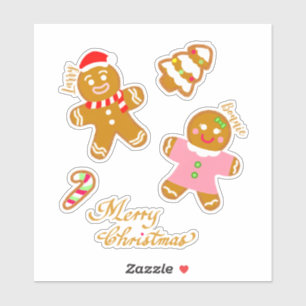 Pegatina Cute Gingerbread Navidad Script Personalizado 
