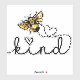 Pegatina Cute Girly Bee Be Kind Cursive Hearts Script