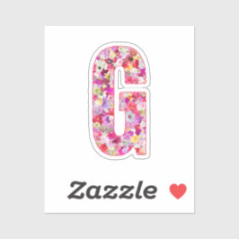 Pegatina Cute Girly Colorful Floral Initial Letter G