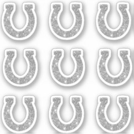 Pegatina Cute Girly Glam Silver Purpurina Horseshoe Set
