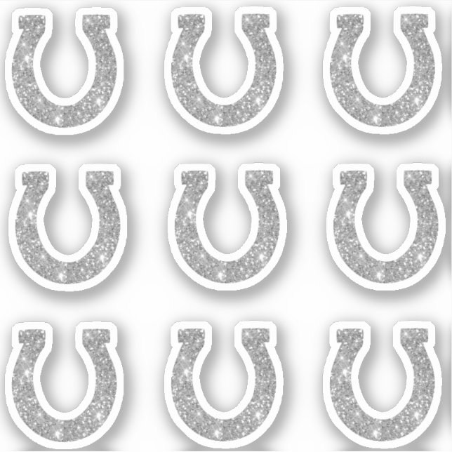 Pegatina Cute Girly Glam Silver Purpurina Horseshoe Set (Anverso)