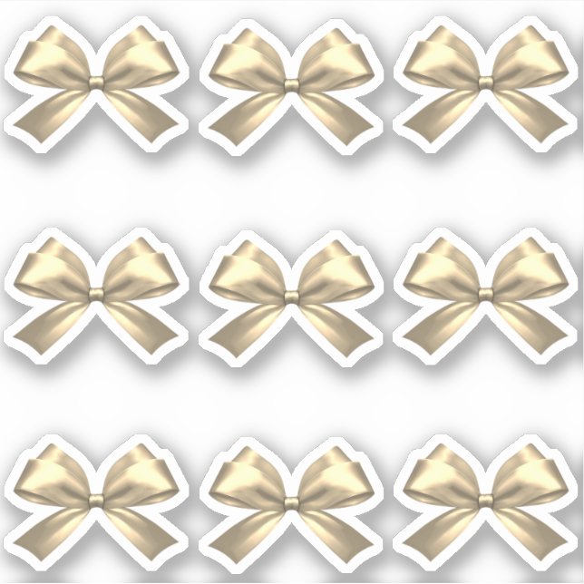 Pegatina Cute Girly Gold Satin Aesthetic Bow (Anverso)