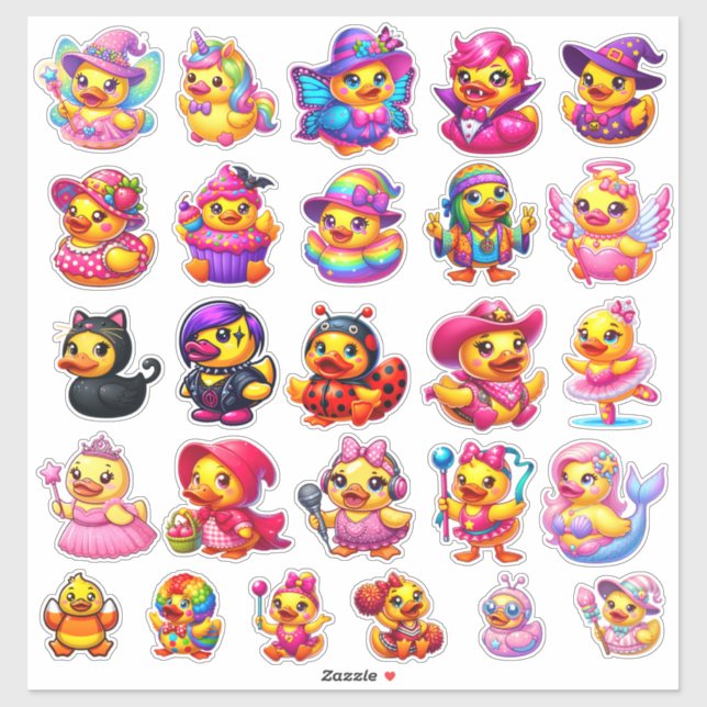 Pegatina Cute Girly Halloween Costume Rubber Duck Stickers (Hoja)