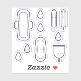Pegatina Cute Girly Pad Tampon Set First Period Fiesta