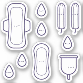 Pegatina Cute Girly Pad Tampon Set First Period Fiesta
