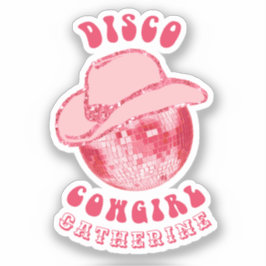 Pegatina Cute Girly Pink Disco Cowgirl Nombre