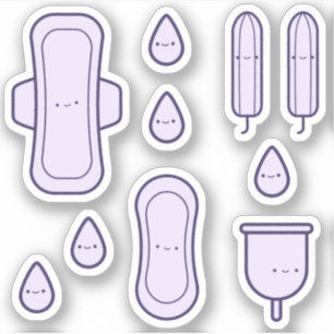 Pegatina Cute Girly Purple Pad Set First Period Fiesta