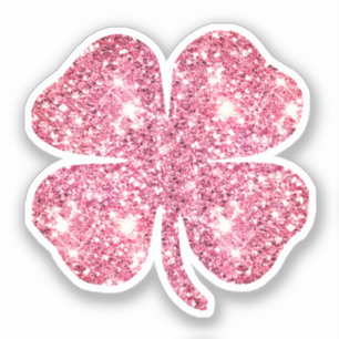 Pegatina Cute Glam Femenino Brillo Trébol de la Suerte Rosa