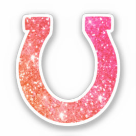 Pegatina Cute Glam Girly Coral Purpurina Rosa Horseshoe