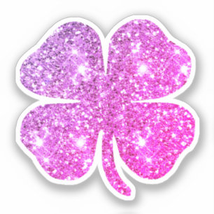 Pegatina Cute Glam Girly Hot Pink Purpurina Lucky Clover