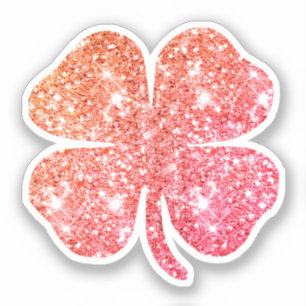 Pegatina Cute Glam Girly Red Naranja Purpurina Lucky Clover