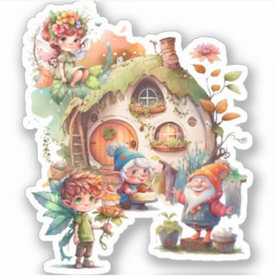 Pegatina Cute Gnome y Fairy Sticker