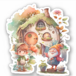 Pegatina Cute Gnome y Fairy Sticker