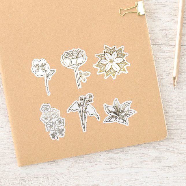 Pegatina Cute Gold Abstract Flowers Part2 (Cuaderno)