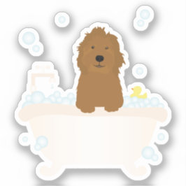 Pegatina Cute Goldendoodle Bubble Bath