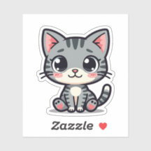 Cute Gray Tabby Kitten Sticker – Ojos Grandes