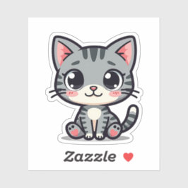 Pegatina Cute Gray Tabby Kitten Sticker – Ojos Grandes