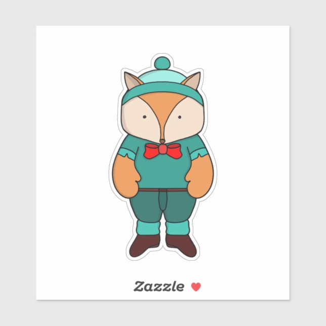 Pegatina Cute green fox (Hoja)