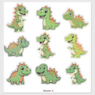 Pegatina Cute Green T-Rex Dinosaur Kids Vinyl Sticker