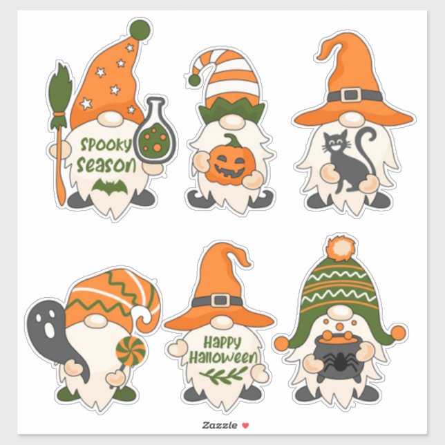 Pegatina Cute Halloween Gnomes (Hoja)