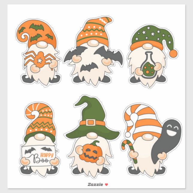 Pegatina Cute Halloween Gnomes (Hoja)
