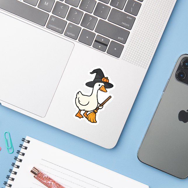 Pegatina Cute Halloween Goose (Ordenado portátil con iPhone)