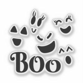 Pegatina Cute Halloween Negro y Blanco BOO Fantasma Vinyl