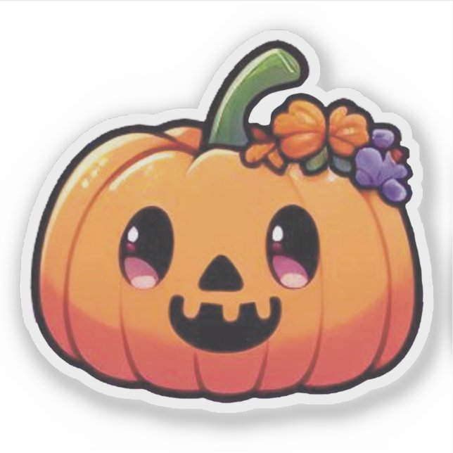 Pegatina Cute Halloween Pumpkin - Kawaii Jack-o'-Lantern (Anverso)