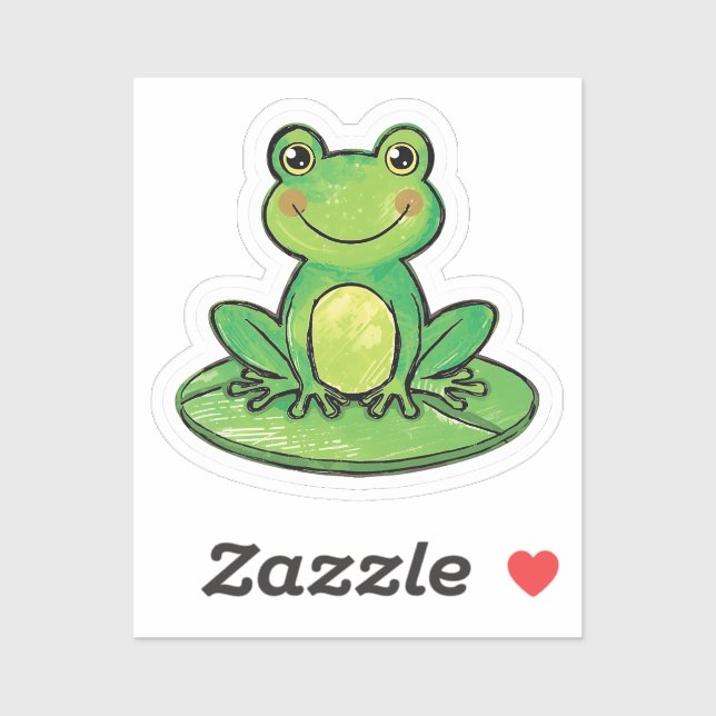 Pegatina Cute Happy Frog on Lily Pad Sticker (Hoja)