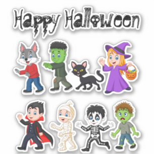 Pegatina Cute Happy Halloween Diversión Icons Trick or Tret