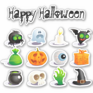 Pegatina Cute Happy Halloween Diversión Icons Trick or Tret