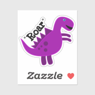 Pegatina Cute Happy Purple Dinosaur Roar
