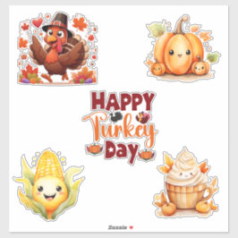 Pegatina Cute Happy Turkey Day Stickers de Acción de Gracia