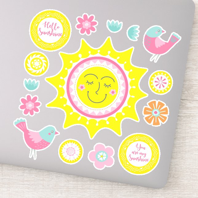Pegatina Cute Happy Yellow Sunshine (Detalle)