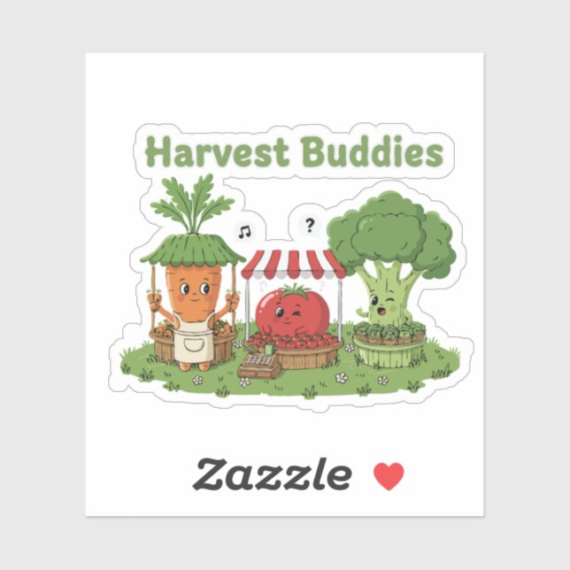 Pegatina Cute Harvest Buddies Vegetable Friends Farmer's  (Hoja)