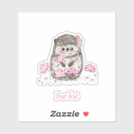 Pegatina Cute Hedgehog Flores rosas Textos