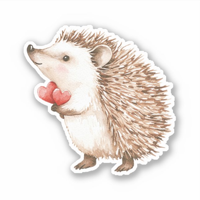 Pegatina Cute Hedgehog with Hearts (Anverso)