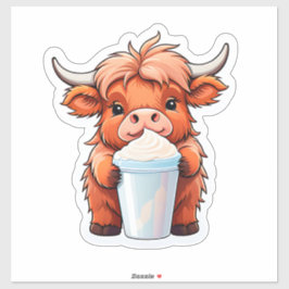 Pegatina Cute Highland Cow