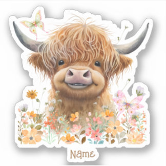 Pegatina Cute Highland Cow personalizado