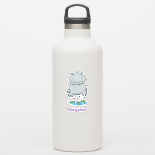 Pegatina Cute hippo bebé saltar personalizado palo de ilust