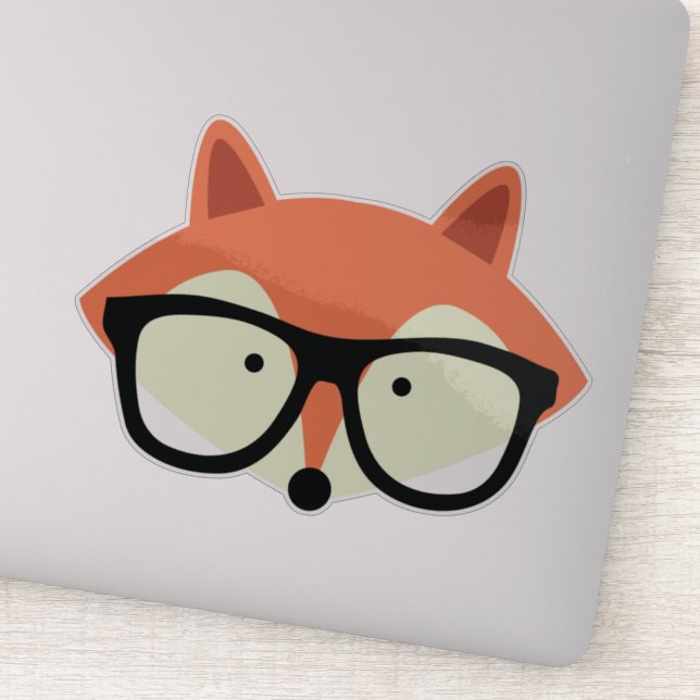 Pegatina Cute Hipster Red Fox (Detalle)