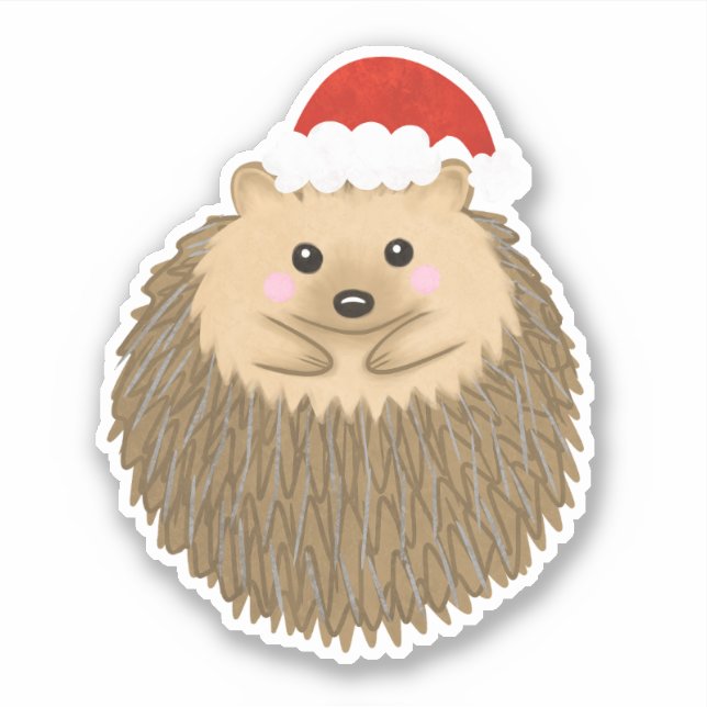 Pegatina Cute Holiday Hedgehog (Anverso)