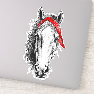 Pegatina Cute Horse lleva la Bandana Roja occidental